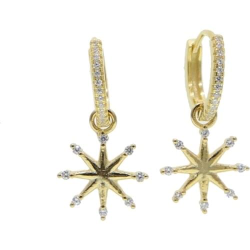 Cute lovely 925 sterling silver young girl women jewelry multi piercing silver star charm hoop earring