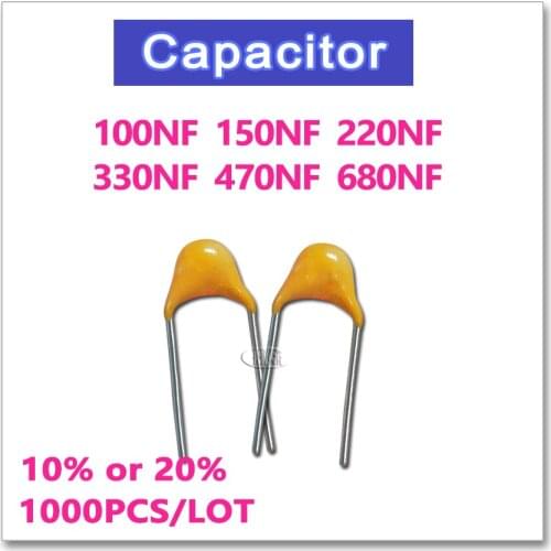 JASNPROSMA CT4 5.08mm Monolithic ceramic capacitor 1000PCS 50V 100NF 150NF 220NF 330NF 470NF 680NF 10% K 20% M