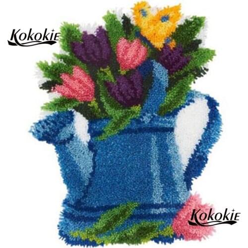 Flower can latch hook rug kit canvas 3d printing vloerklee foamiran for needlework handwerken knoop crochet needle for carpet