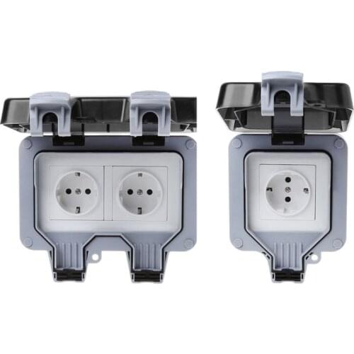 EU Standard Outdoor Wall Switch Socket IP66 Weather&Dust Proof Power Outlet 220-250V