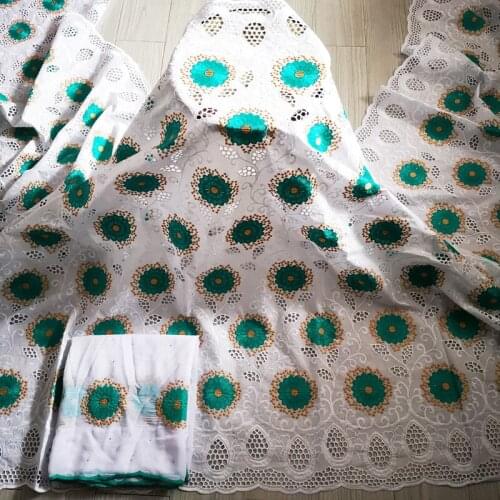 Latest 2021 African Lace Fabric Cotton Swiss Voile Lace In Switzerland Nigerian Lace Fabrics Swiss Lace Fabric 5+2 Yards