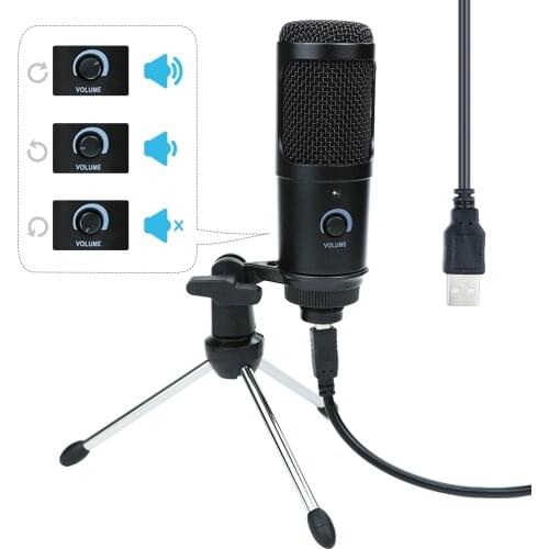 Professional USB Microphone Condenser Recording Studio PC Microphones With Stand For YouTube Video Skype Chatting Game Podcast