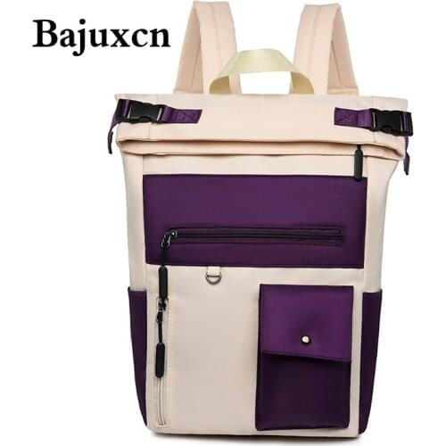 Stitching computer bag ladies backpack 2021 new Oxford waterproof large-capacity travel bag college style girl school bag
