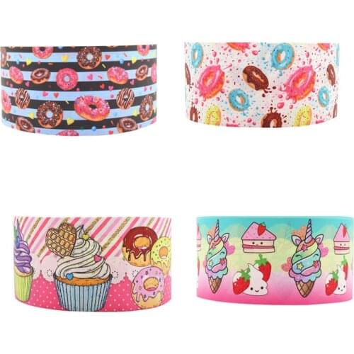 Q&N ribbon 16mm 22mm 25mm 38mm 50mm 75mm Donuts Cake Cartoon 50yard Ribbons Gift Box With Logo Lace /FOE Free Shipping