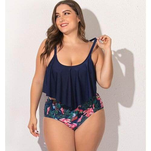 Plus Size Sexy Ruffled Swimsuit Women High Waist 2021 Bikini