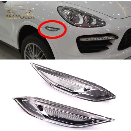 Reamocea 1Pair Car Plastic Front Side Marker Lamp Light 95863107100 95863107200 Fit for Porsche 958 Cayenne 2011 2012 2013 2014
