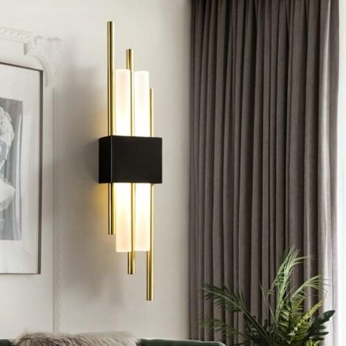 Retro wall light Light luxury full brass light living room bedroom lamp modern minimalist corridor long lamp