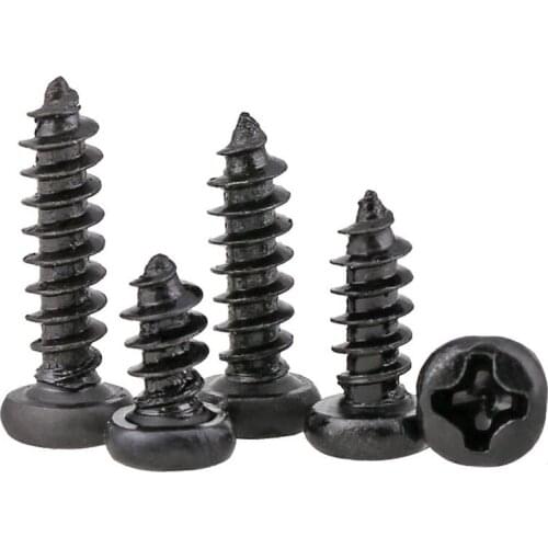 Black Round Head Tapping Screw Cross Pan Head Electronic Tapping Screw M1.4 M1.7 M2