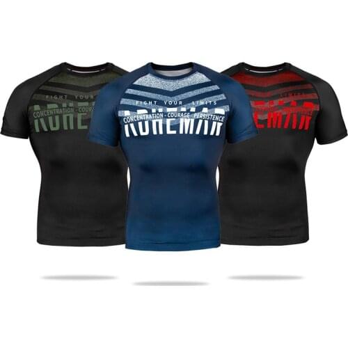 Muay Thai short-sleeved fitness sports t shirt Sanda training suit Combat sportswear Boxing tights Gym suit fighting jacket