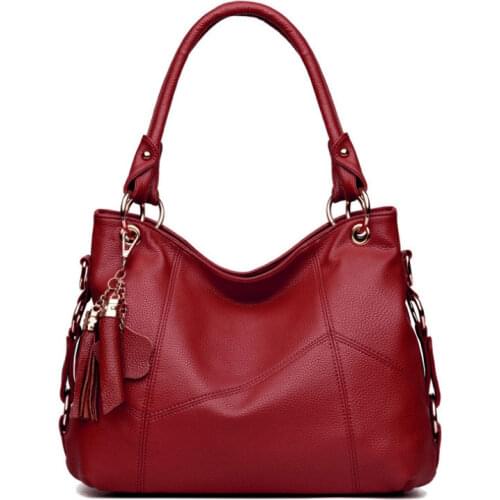 Style Portable Womens Bag Middle Age Fashion Messenger Bag Leather Large Capacity Shoulder Bag Atmosphere Pu Soft Leather Bag