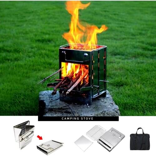 Upgraded Camping Wood Stove Adjustable Folding Wood Stove Burning For Backpackingx Survival Outdoor Cooking Equipment