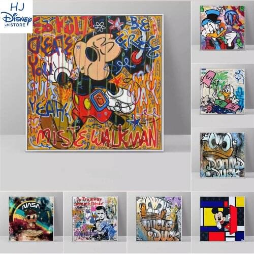 Cartoon Disney Mickey Mouse and Donald Duck Print Canvas Painting Poster Wall Art for Nordic Living Room Home 1 Piece Decoration