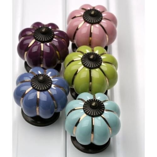 1pc Vintage Pumpkin Ceramic Knobs And Handles Kids Children Furniture Hardware Accessories Kitchen Cupboard Cabinet Knob