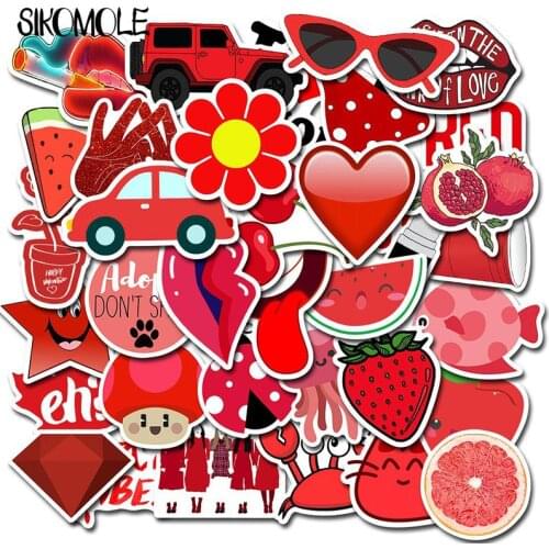 50PCS Cartoon Red VSCO Stickers For Chidren Toy Waterproof Sticker to DIY Suitcase Laptop Bicycle Helmet Car Decals For Girl F4