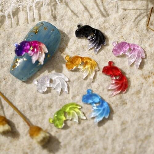 10Pcs/set Crystal Gradient Goldfish 3D Resin Nail Art Decoration Charm Rhinestone Jewelry Gem Manicure Decals Ornaments
