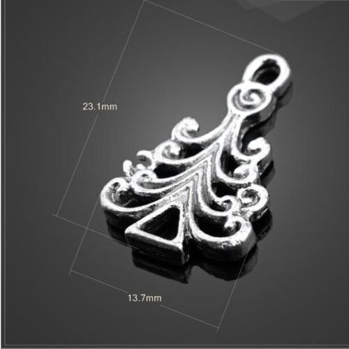 High quality 10 PCS/Lot 13.7mm*23.1mm antique silver plated diy jewelry christmas tree charms for decoration