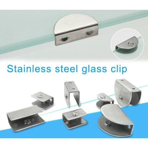 2Pcs Stainless Steel Glass Clamp Holder Half round glass clamp Shelves folder Securing clip for Window Balustrade Handrail