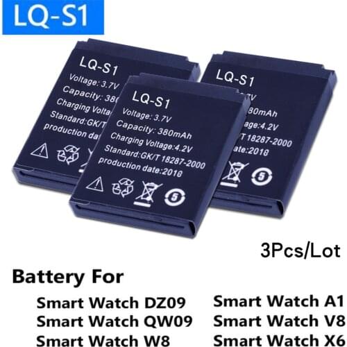 3PCS LQ-S1 3.7V Rechargeable Li-ion Polymer Battery For Smart Watch HLX-S1 DJ-09 AB-S1 M9 FYM-M9 JJY-S1 DZ09 QW09 W8 A1 V8 X6