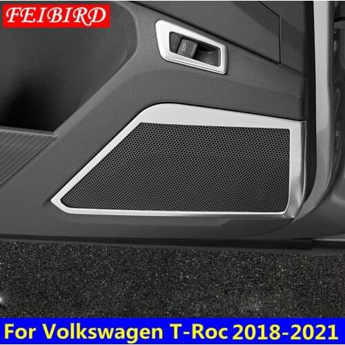 Auto Accessory For Volkswagen T-Roc T Roc 2018 2019 STAINLESS STEEL Inner Car Door Stereo Speaker Audio Loudspeaker Cover Trim