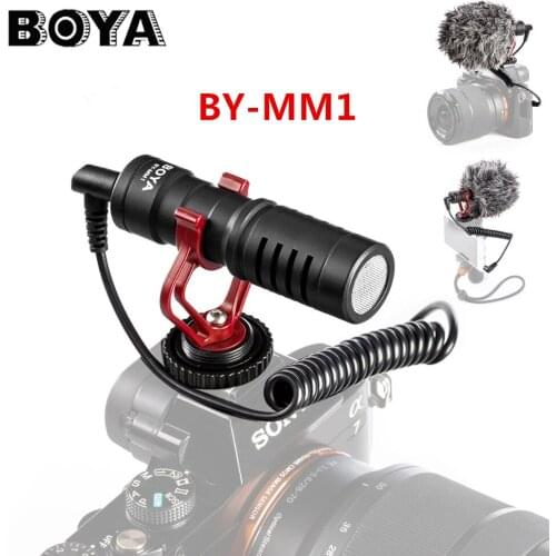 BOYA BY-MM1 Video Record Microphone for DSLR Camera Smartphone Osmo Pocket Youtube Vlogging Mic for iPhone Android DSLR Gimbal