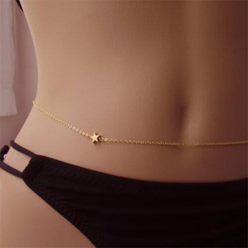 Trendy Sexy Star Simple Belly Chain Fashion Bikini Waist Link Necklaces Summer Body Jewelry for Women Accessories Female New