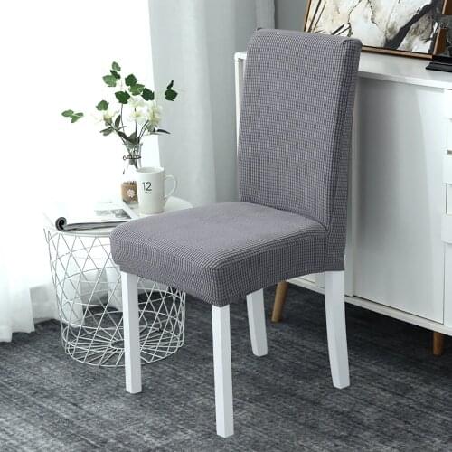 Jacquard Dining Chair Covers Plaid Polar Fleece Elastic Stretch Wedding Chair Slipcovers Banquet Chair Protector Case