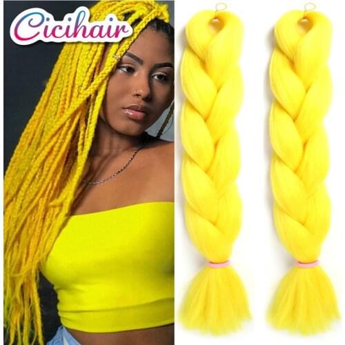CICIHAIR Synthetic Jumbo Braids Support Wholesale 100g 24" Color High Temperature Fiber Yellow Hair Extensions DIY Hair Braids