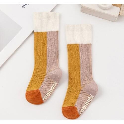 Newborn Baby Patchwork Cotton Socks Infant Toddler Knee High Soft Leg Warmer Autumn Winter Girls Boys Socks 0-3Y