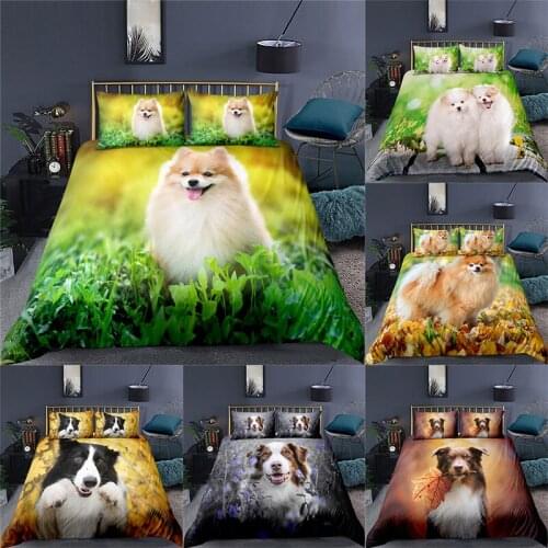 Home Textile Luxury 3D Pet Dog Print 2/3Pcs Comfortable Duvet Cover PillowCase Bedding Sets Queen and King EU/US/AU Size
