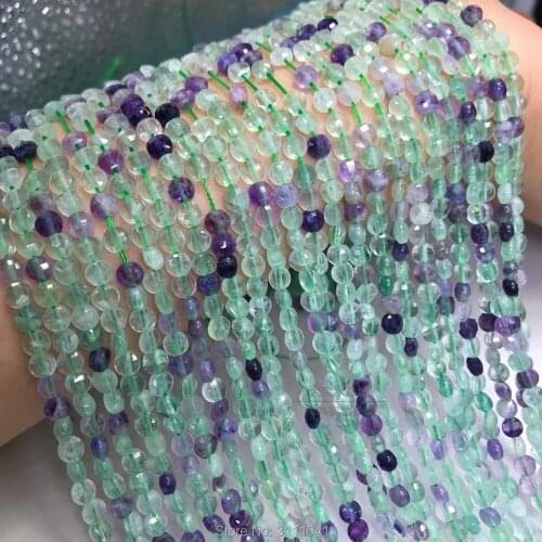 Fluorite loose beads faceted coin 3*4/6mm 14" for DIY jewelry making FPPJ wholesale beads nature gem stone