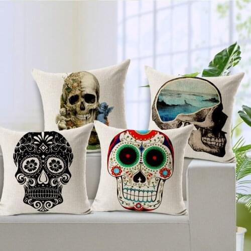 Skull pillow cover, Sketch creative cartoon skull throw pillow case pillowcase wholesale