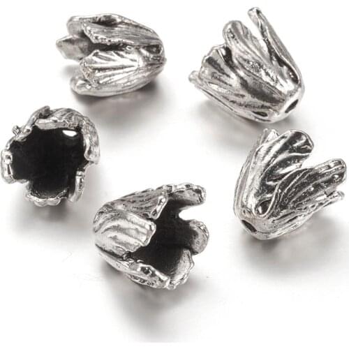 5pcs Flower Metal Tibetan Style Antique Silver Loose Spacer Bead Caps End Cap for DIY Jewelry Making Accessories