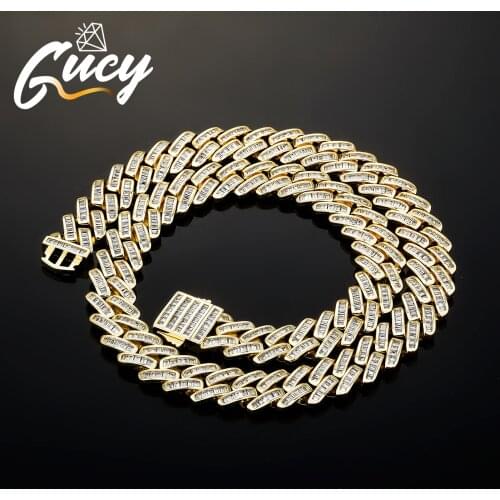 GUCY High Quality 12MM Iced Out Cuban CZ Punk Choker Fashion Gold Silver Color Necklace Men HipHop Jewelry For Gift