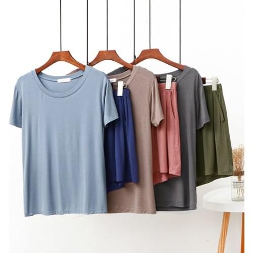 Summer Modal Pajamas Shorts Suit Womens Short Sleeve Homewear Female Pyjamas Set Home Clothes Lounge Wear Pijama Feminino