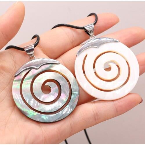 Hot Selling Natural Shell Alloy Hollow Round Pendant Necklace DIY Personality Creative Necklaces Sweater Chain Jewelry Making