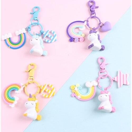 Cute Cartoon Pony Keychain Bag Pendant Resin Car Mobile Phone Pendant Creative Decoration Girls Small Gift Keyring Accessories