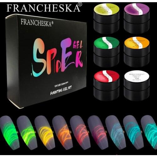 6 Colors/Set Luminous Spider Gel Kit Strong Stretch Elastic Point To Line Drawing Creative DIY Gel Nail Polish Nail Art Manicure