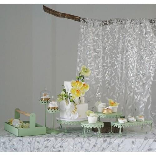 Green Color Metal Cake Stands Set for Home Baking Tableware Fondant Candy Dessert Holder Tray for Dinnerware Kids Birthday Decor