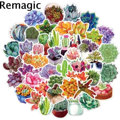 50pcs Succulent plants Stickers decal scrapbooking diy pasters home decoration phone laptop waterproof cartoon accessories