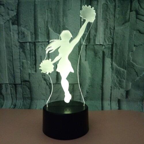 New Cheerleading 3d Night Lamp Remote Control Touch Colorful 3d led Lamp Creative Gift 3d Small Table Led Night Light
