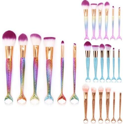 New multicolor makeup set,Soft Mermaid shape Cosmetics Brush set,High Quality Fishtail Brushes kit,Fiber Brush Head for Makeup
