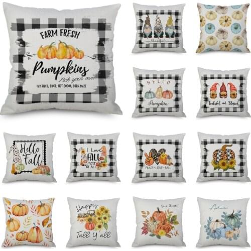 Autumn Farm Pumpkin Decorative Cushion Cover Thanks Giving Gift Pillowcase Office Sofa Home Decor Throw Pillows Cover 45x45cm