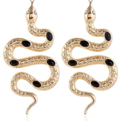Luxury Gold Color Serpentine Snake Earrings for Women Baroque Animal Earring Jewelry Hyperbole Cobra Snake Long Earrings 2020