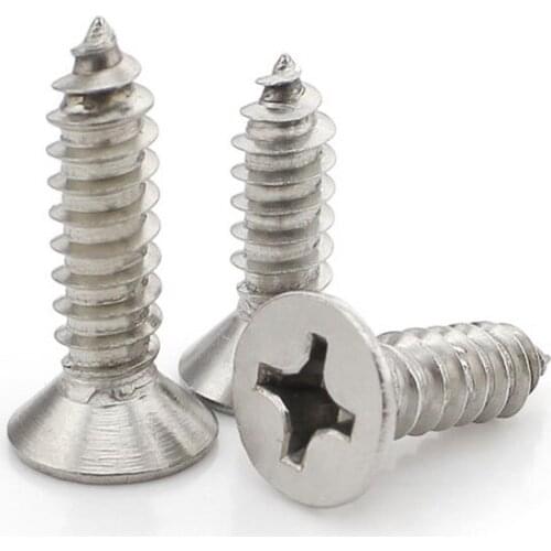 100pcs/lot Stainless steel countersunk head flat phillips self tapping screw M1 M1.2 M1.4 M1.7 M2 M2.2 M2.3 M2.6 M3