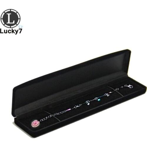 Black Velvet Long Pearl Necklace Bracelet Jewelry Display Box Case Engagement Wedding Gift Jewellery Storage Presentation Boxes