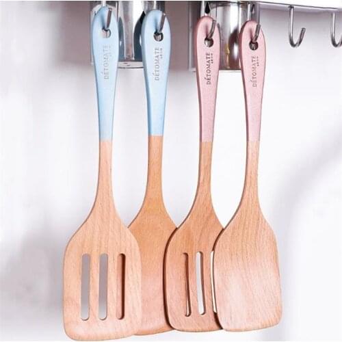 Solid Wood Spatula Environmental Protection Woodem Color Matching Cooking Tool Household Kitchen Supplies Eco-friendly Tableware