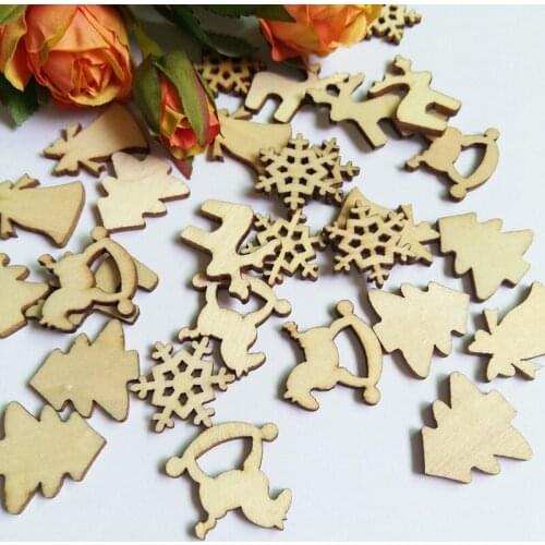 Mixed 5 Style 100Pcs/pack Christmas Mupai Wooden Buttons scrapbooking Sewing Accessories Decorative bottoni for Crafts