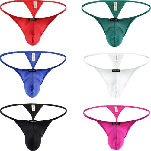 Mens Big Pouch G-string Underwear Sexy Low Rise Y-back Men Under Panties
