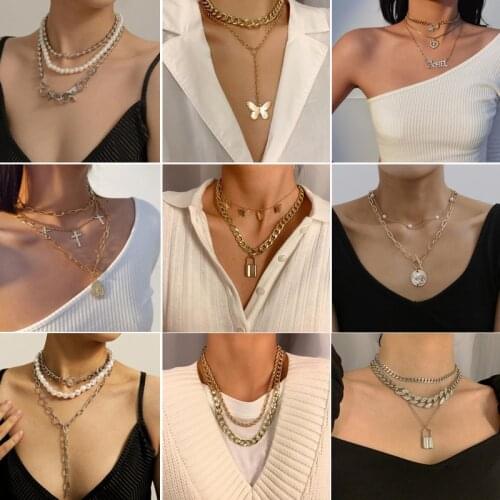 Hip Hop Punk Choker Necklace Vintage Thick Chain Pendant Necklaces for Women Simple Fashion Jewelry