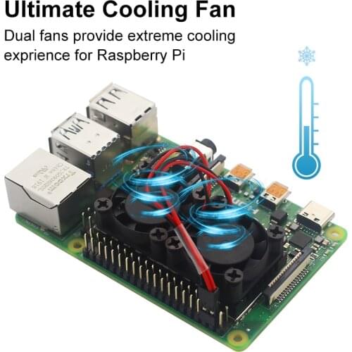 Raspberry Pi 4 Model B Dual Fan with Heat Sink Double Cooling Fan Cooler Radiator for Raspberry Pi 4 4B